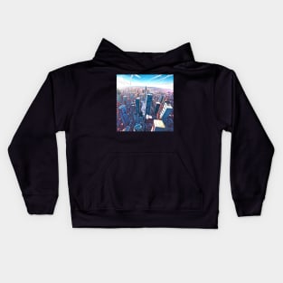 Futuristic Cyberpunk City Sunset Landscape 2 Kids Hoodie